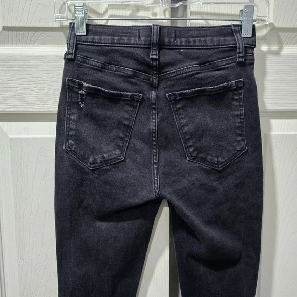 Abercrombie and Fitch 24 00R High Rise Super Skinny Ankle Distressed Black Jeans - Picture 7 of 11